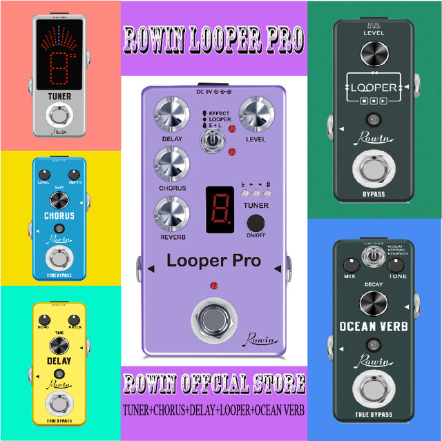 ROWIN-Looper Pro Pedal de efeito Digital com Looper, Delay Chorus Tuner,  Reverb efeito combinados juntos, Full Metal Case Bypass, RE05 - AliExpress
